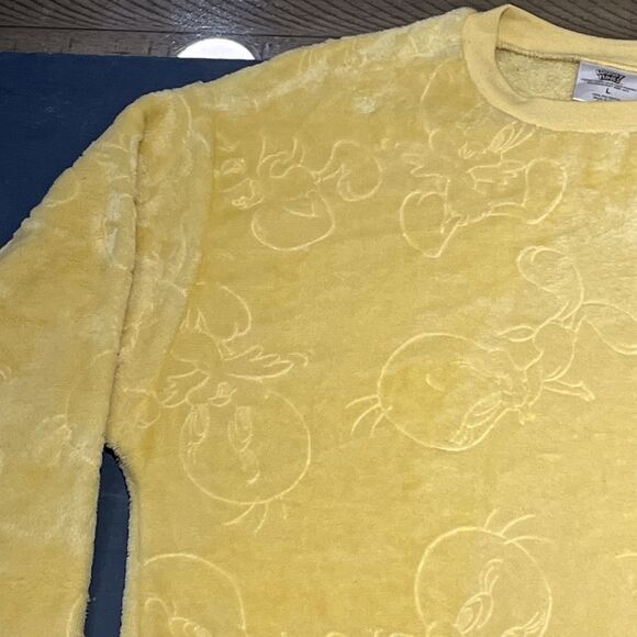 Womens Looney Tunes Tweety Bird Yellow Sweatshirt Sweater Top Size L Vintage - Picture 3 of 8